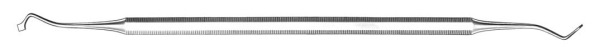 Fissure instrument, Frahm, fine, curved on the flat side, DE